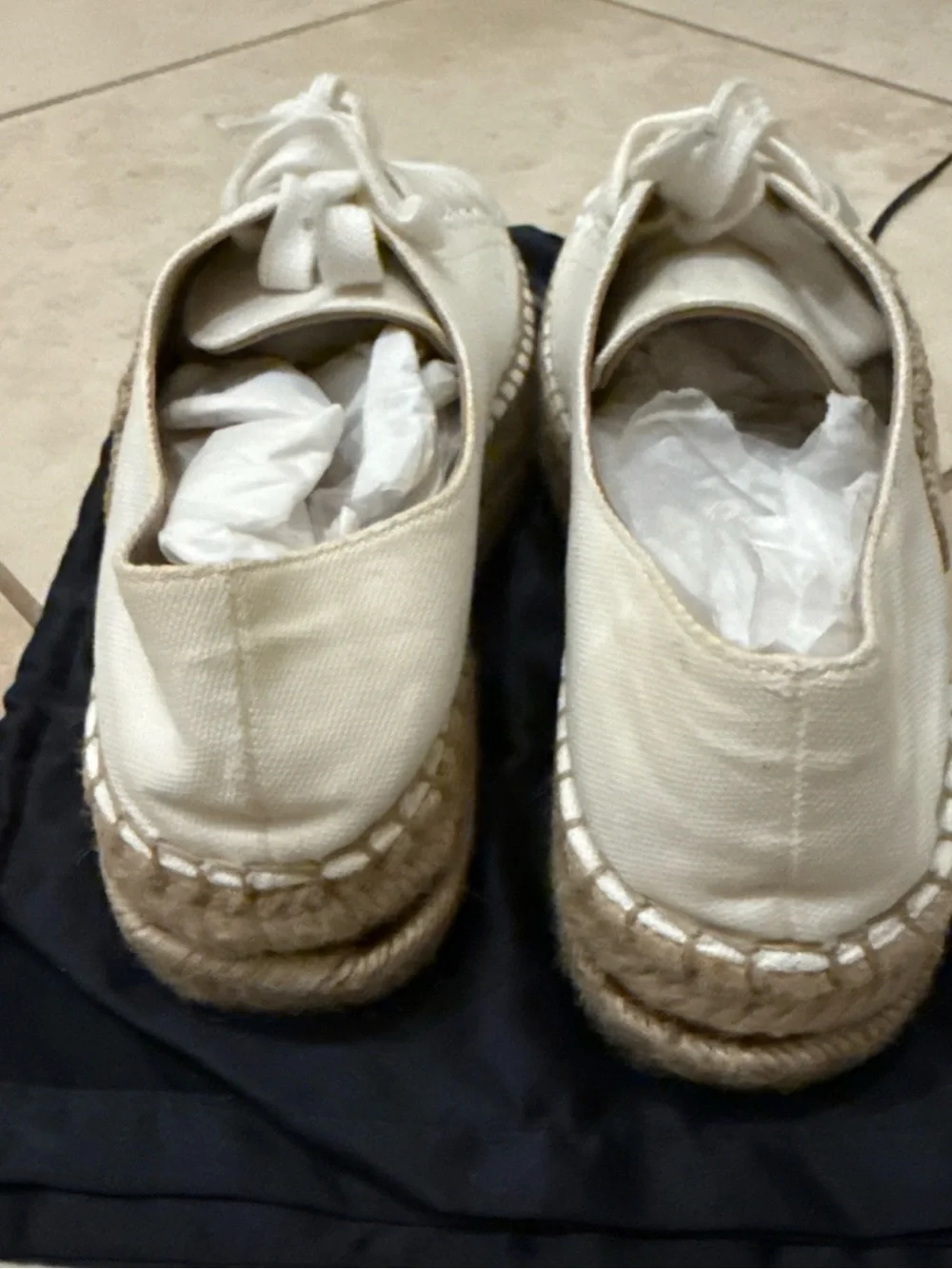 PRADA White Leather Espadrille Platform Sneaker with Jute Sole 38